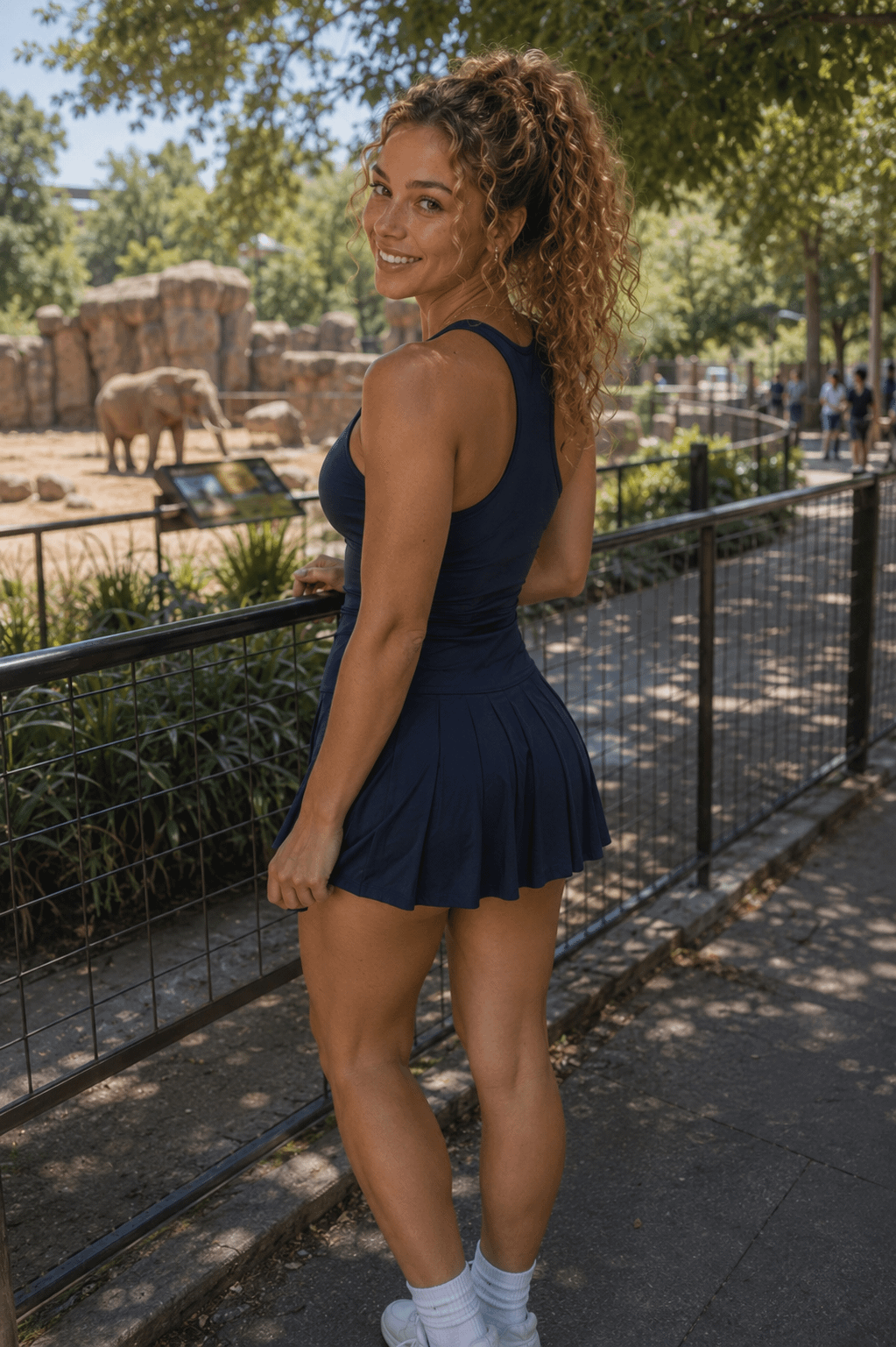 Zoo Elephant Enclosure Bright Dappled Sunlight