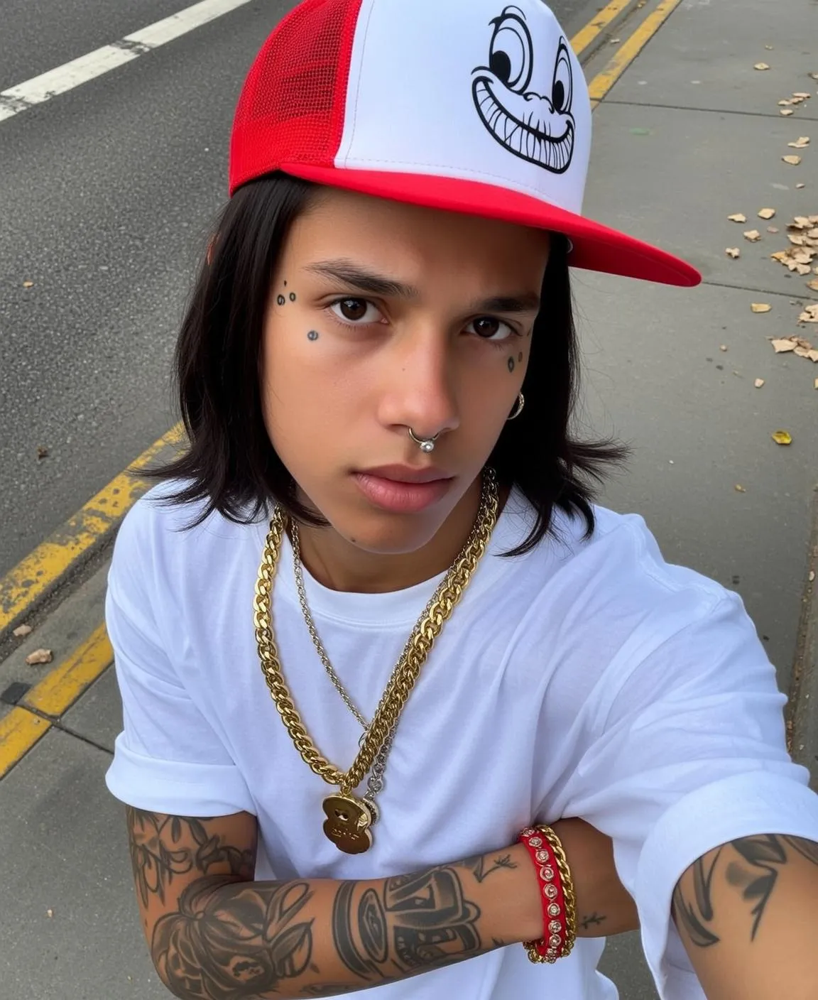 Tattoos Piercings Earrings Necklace And Bracelets In Fashion Portrait