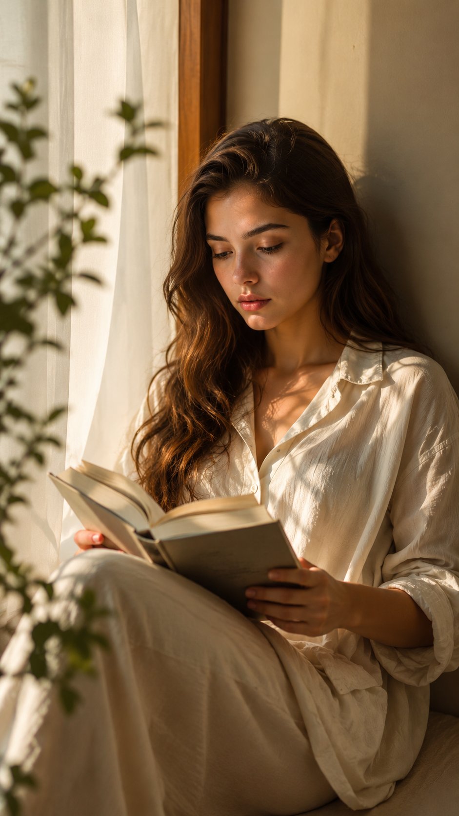 Reading By Sunlit Window Cozy Room