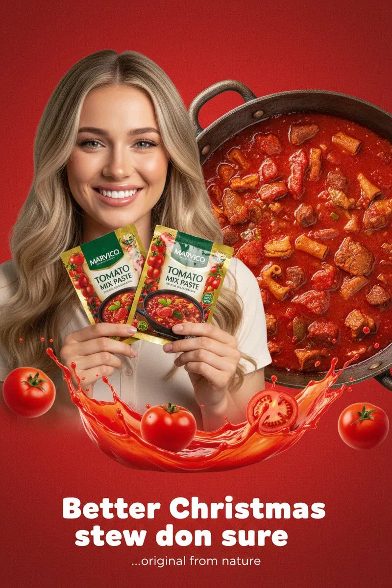 Realistic Tomato Stew Sachets Woman