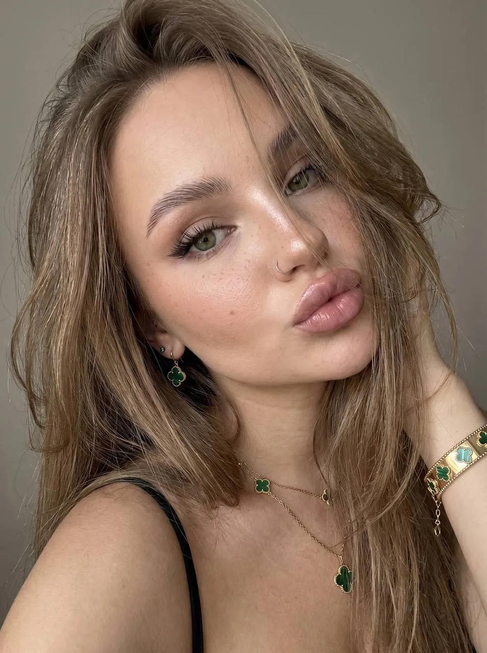 Makeup Earrings Necklace And Bracelets In Selfie Portrait