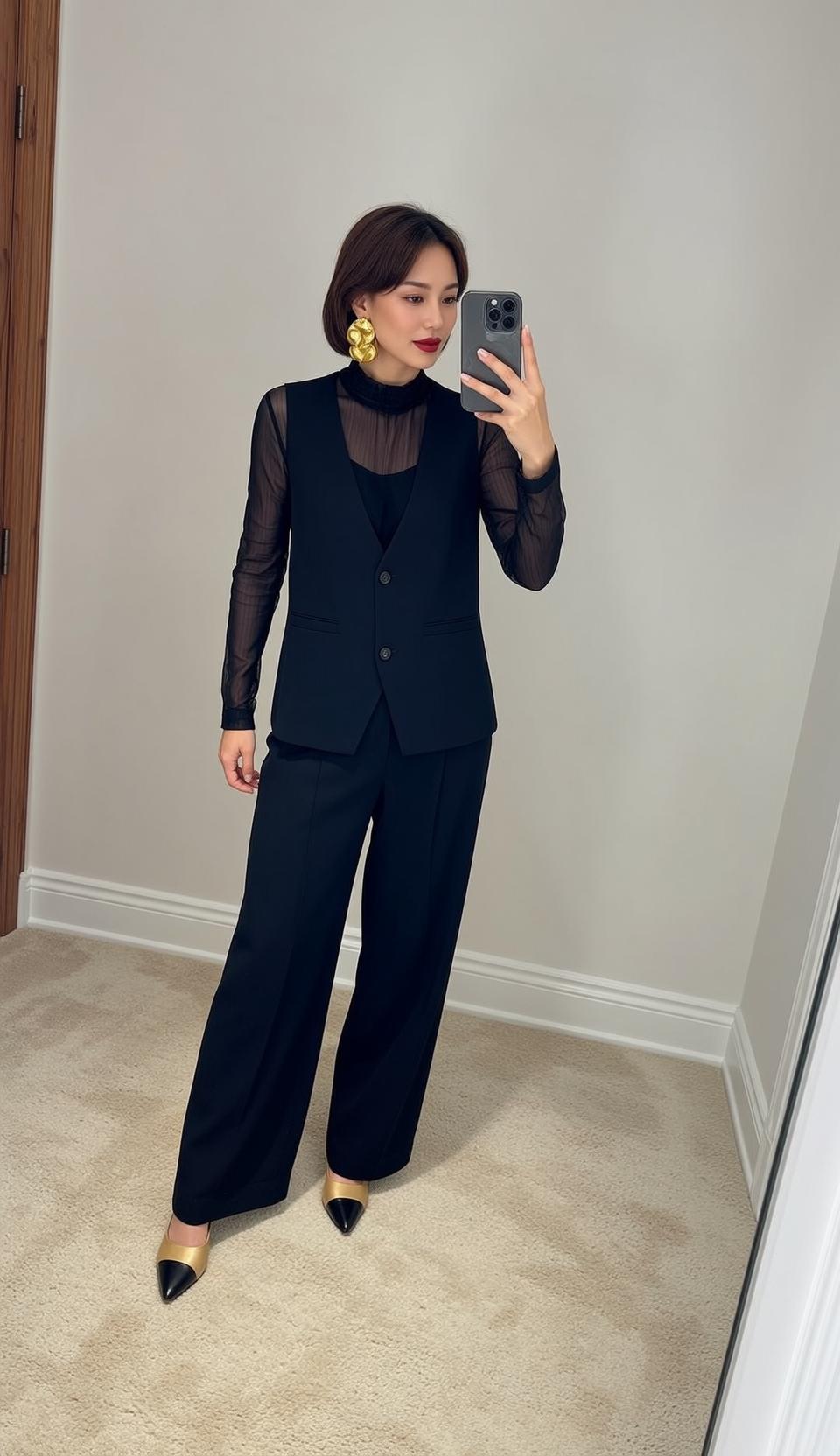Luxury Short Brown Bob Fair Sheer Black