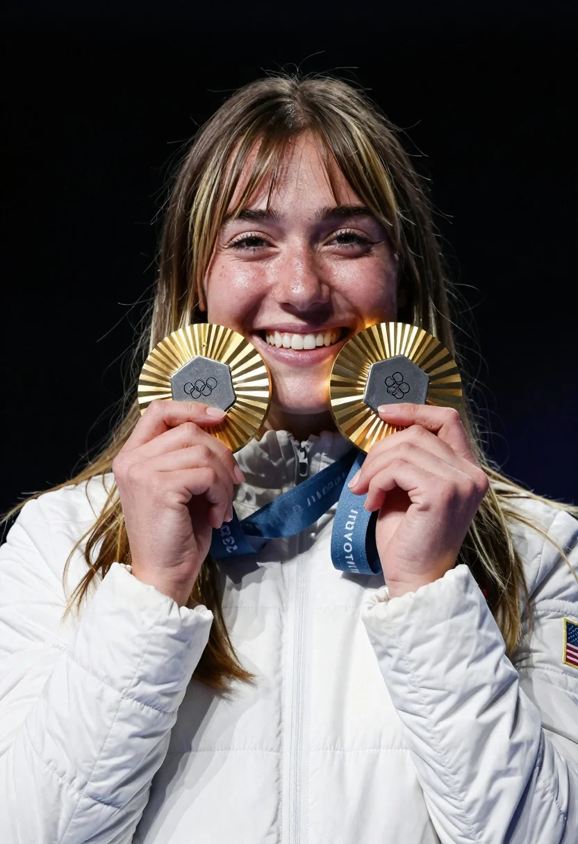 Joyful Young Woman With Long Brown Hair Featuring Blonde Highlights reference photo
