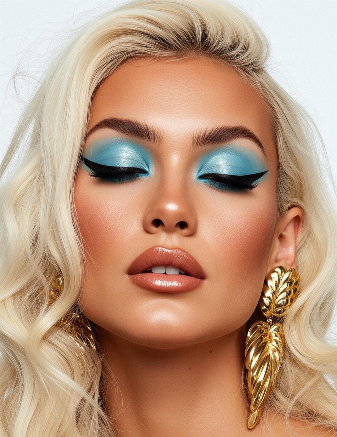 Makeup Photorealistic Close-up Her Eyes Closed Facing
