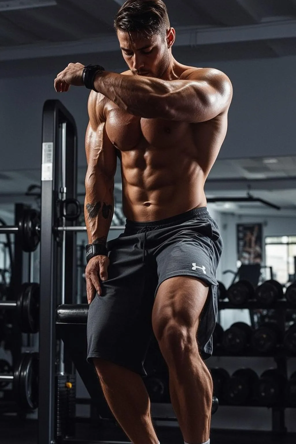 Arm Tattoo With Gym Shorts Workout Portrait