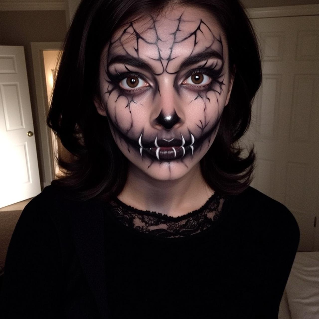 Halloween Makeup Young Dark Brown Shoulder-length Wavy