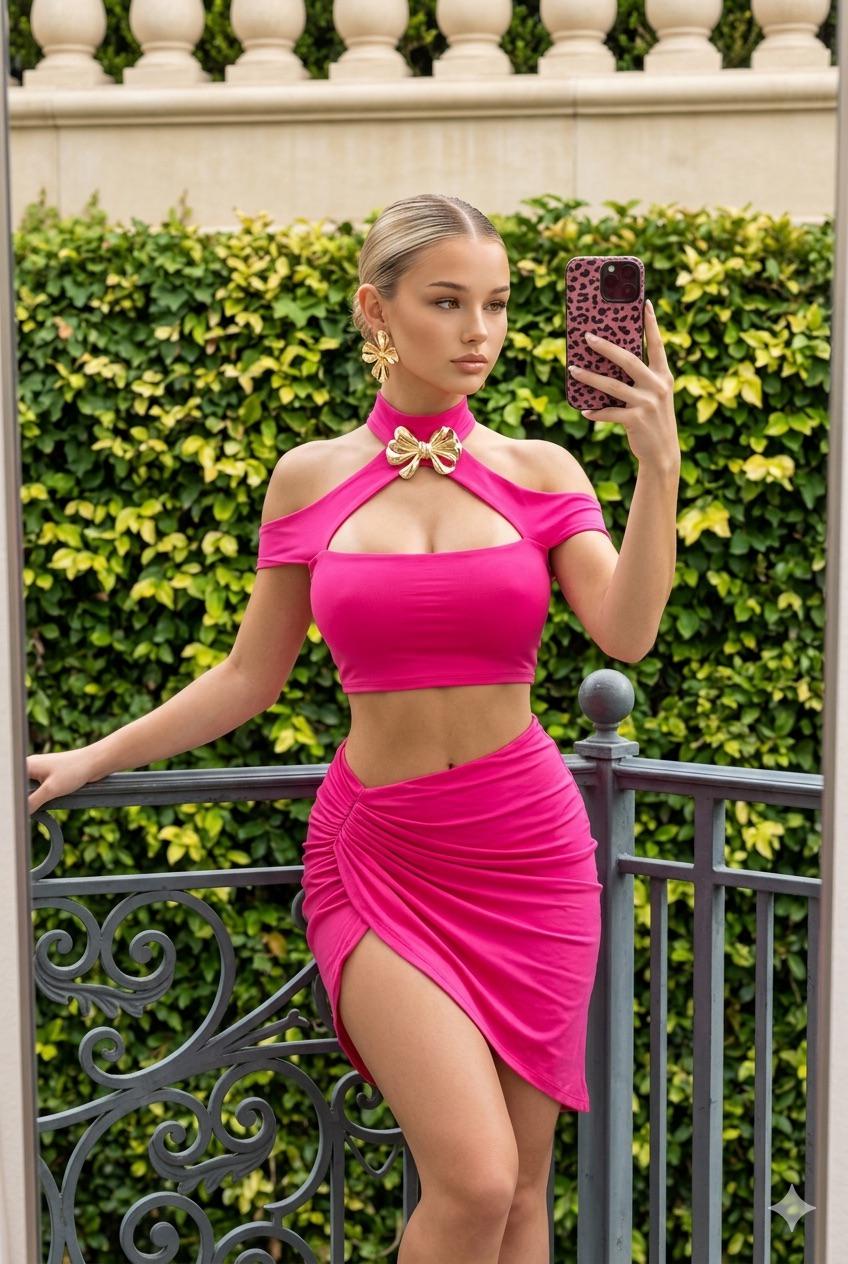 Cutout And Ruched Mini Skirt With Slit Large