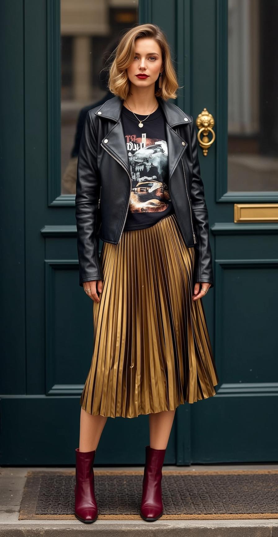 Autumn Blonde Wavy Bob Fair Black T-shirt