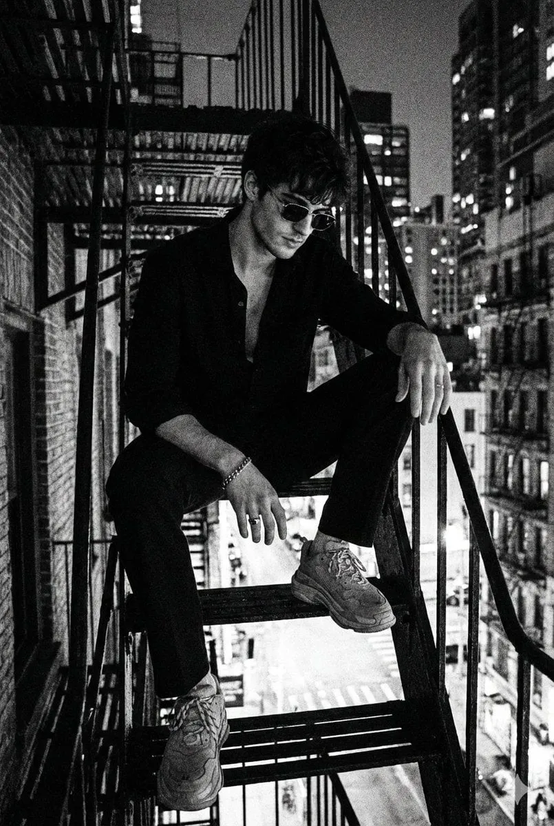 Sunglasses And Bracelets With Dark Shirt