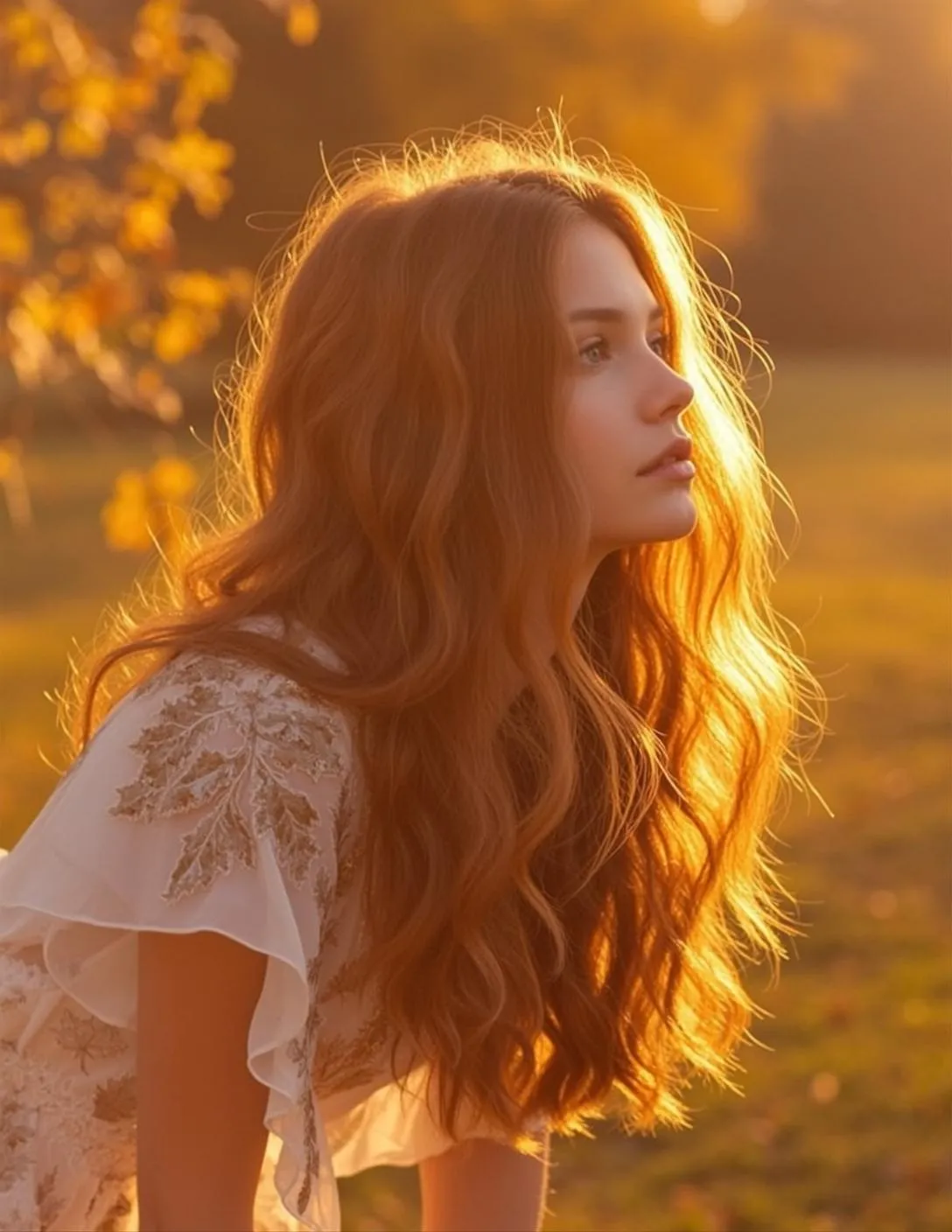 White Dress Autumn Garden