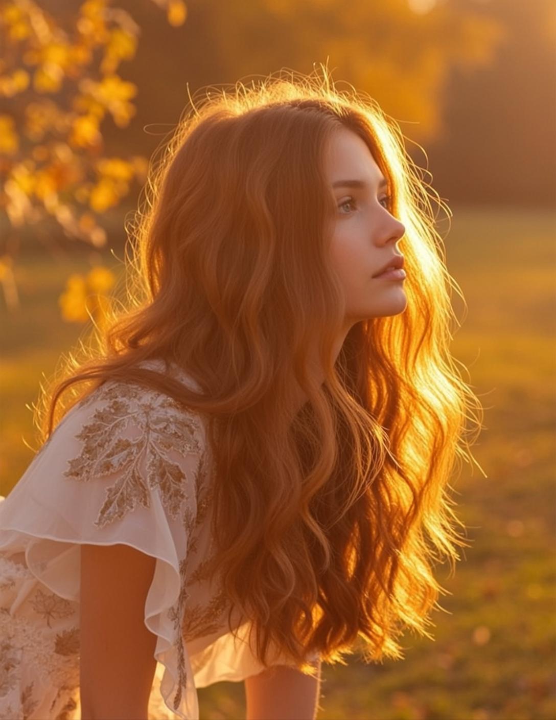 White Dress Autumn Garden