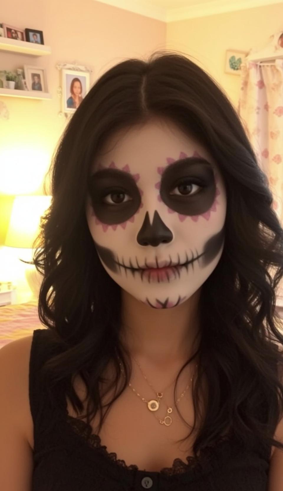 Halloween Makeup Young Day Dead Long Wavy