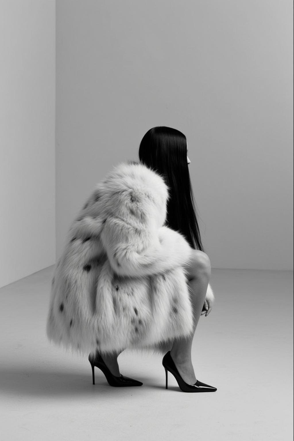 Oversized White Fur Studio White Floor