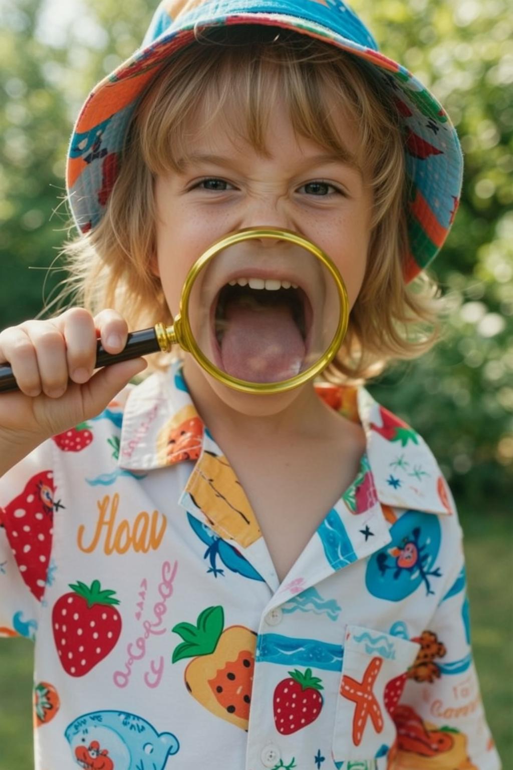 Explore Holding Magnifying Glass Gold Rim Dark