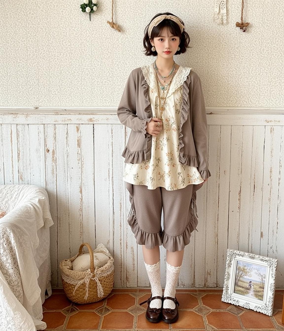 Floral Blouse Ruffled Culottes