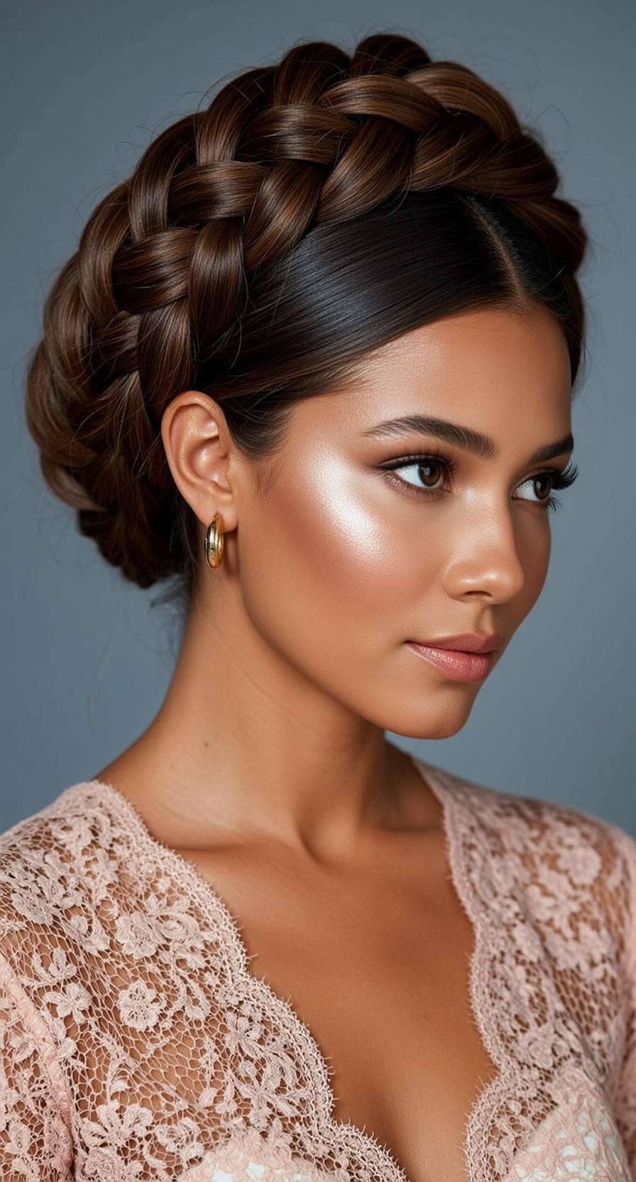 Halo Braid Side Profile Portrait