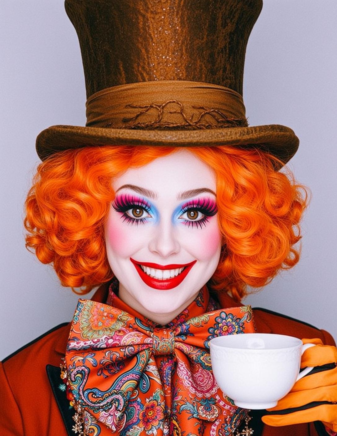 Halloween Makeup Exaggerated Bright Orange Curly Pale