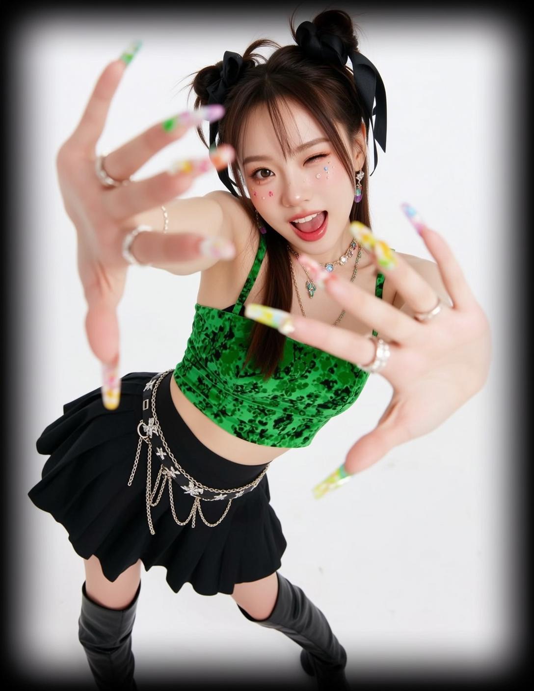 Green Patterned Crop Top Playful Studio