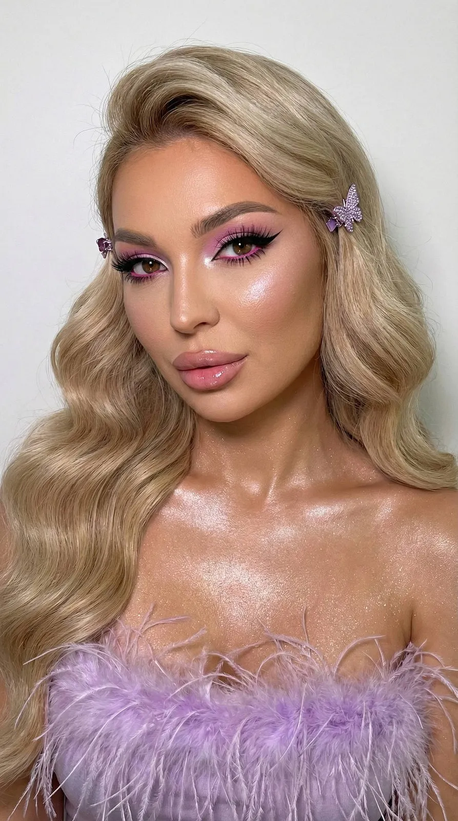 Makeup With Lilac Bandeau Top