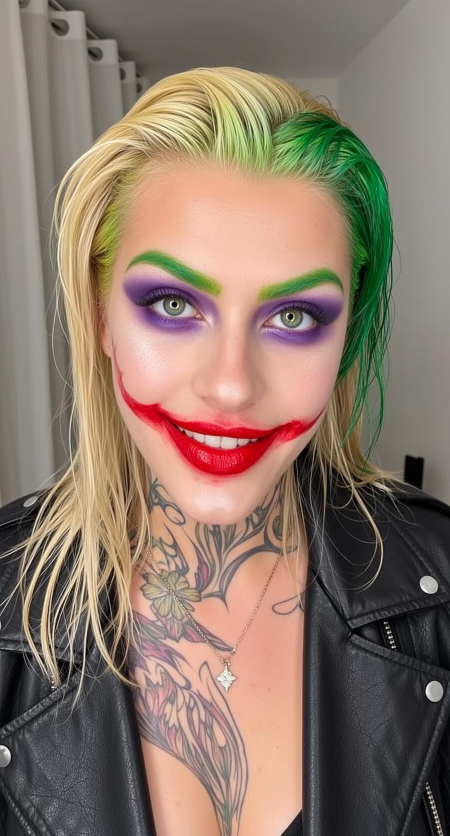 Halloween Makeup Blonde Green Tips Fair Black