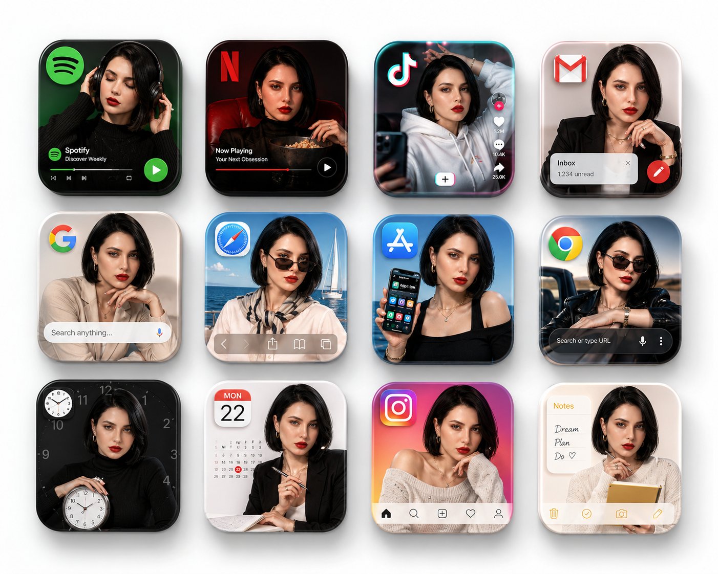 Mobile App Icons Subject Styled For Themes