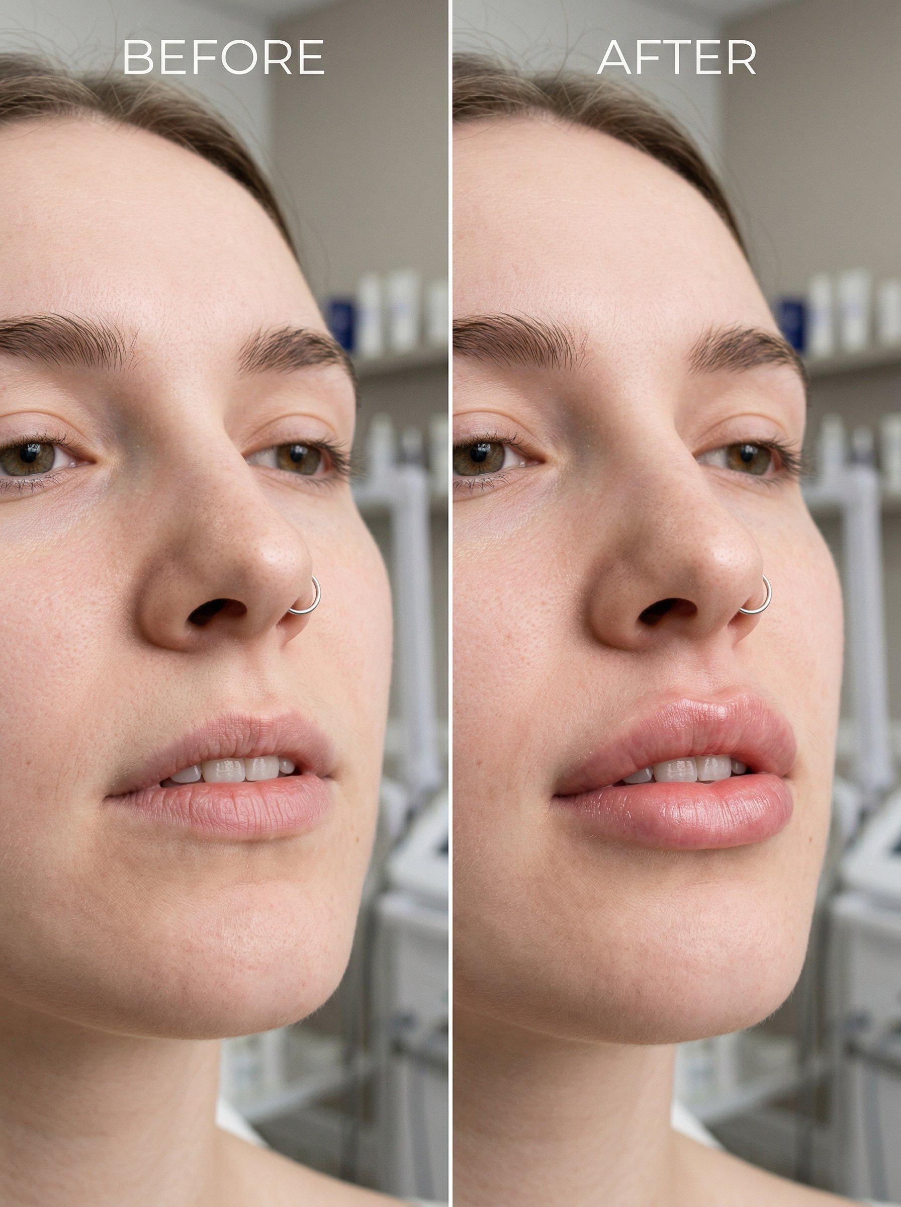 Split Screen Lips Before And After Medical Office