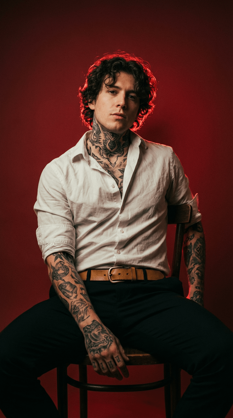 Realistic Tattooed Man Studio Photo