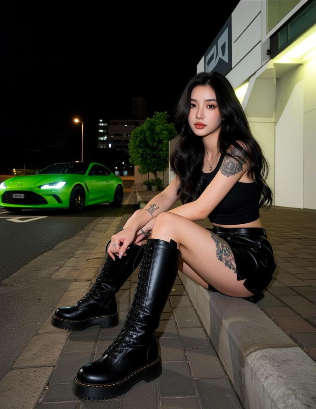Black Lace Up Knee
