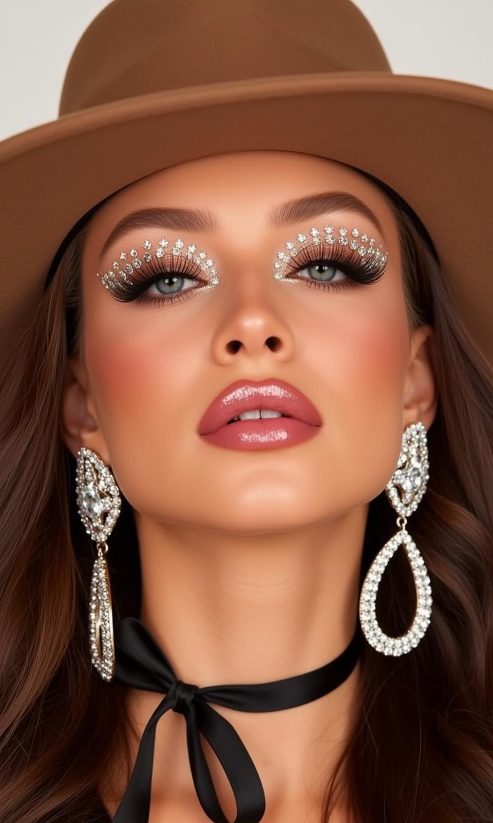 Close-up Head-and-shoulders Portrait Woman With Striking Blue Eyes And Full