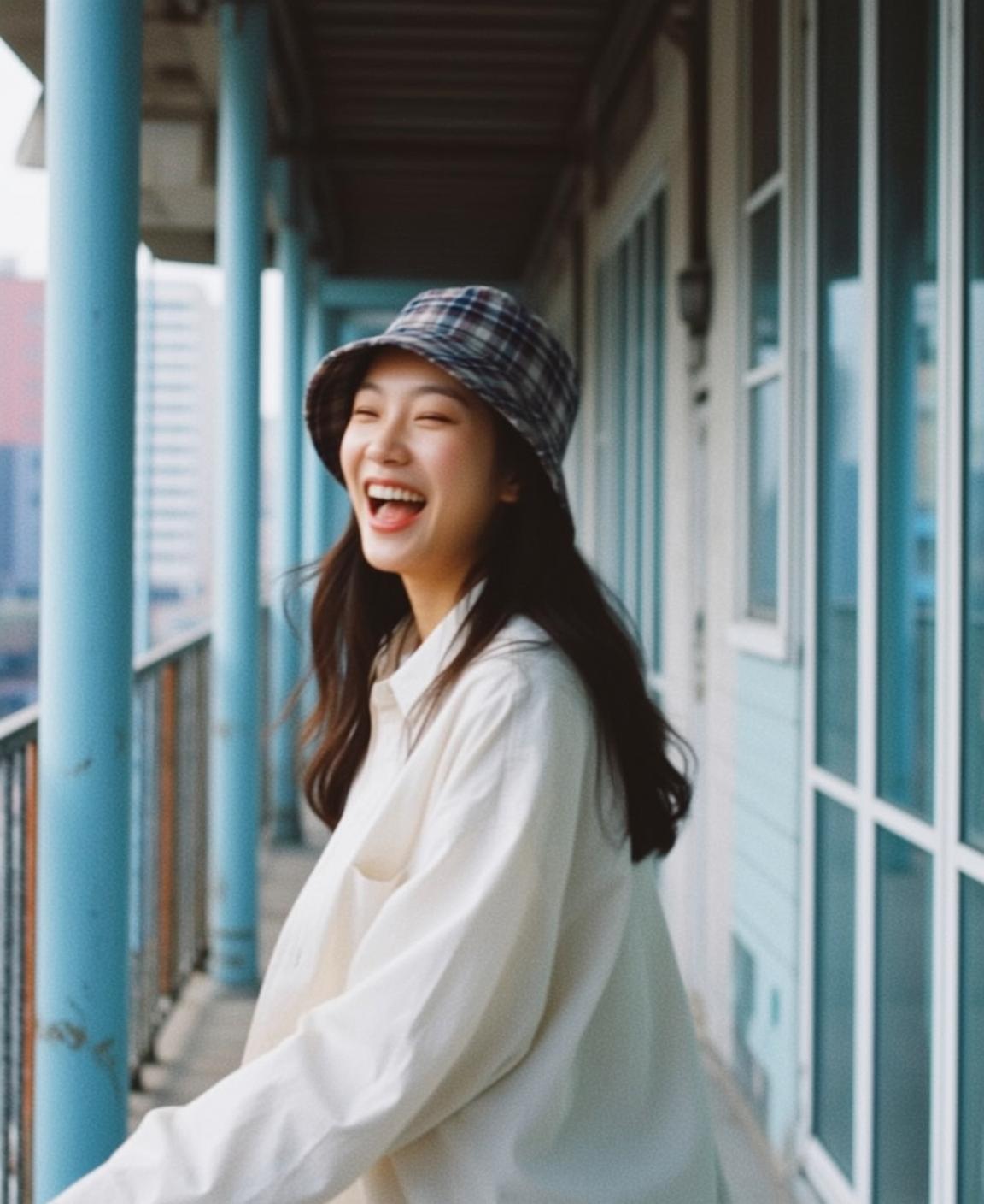 Plaid Bucket Hat Laughing