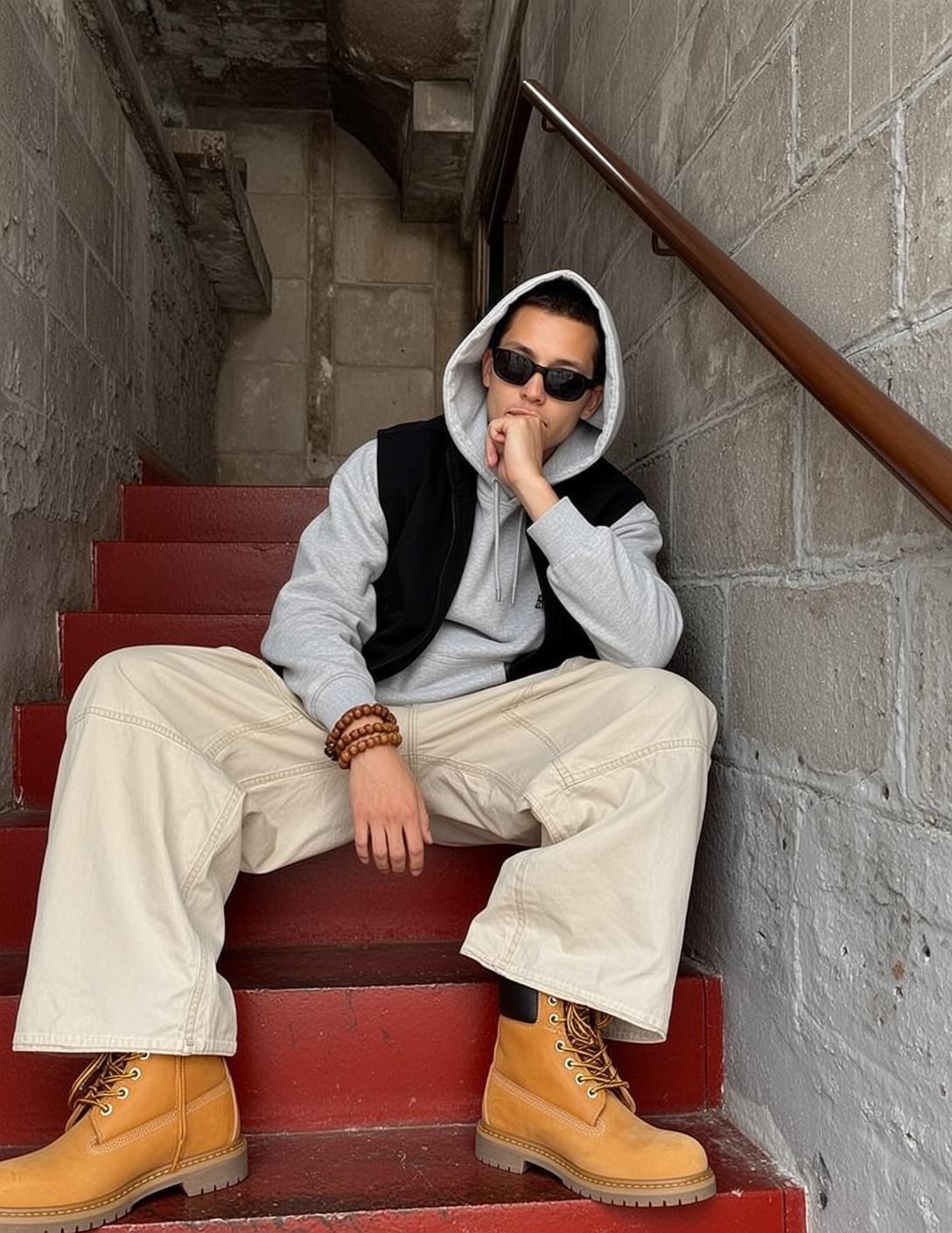 Young Short Dark Light Brown Grey Hooded