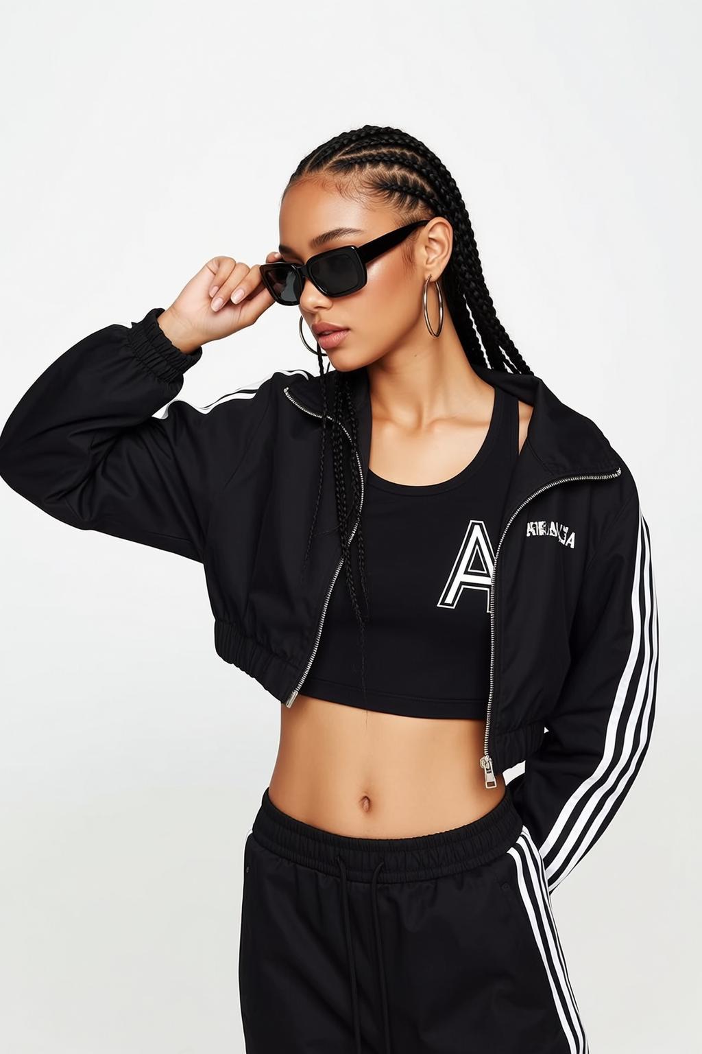 Creative Young Braided Pigtails Medium-toned Black Cropped