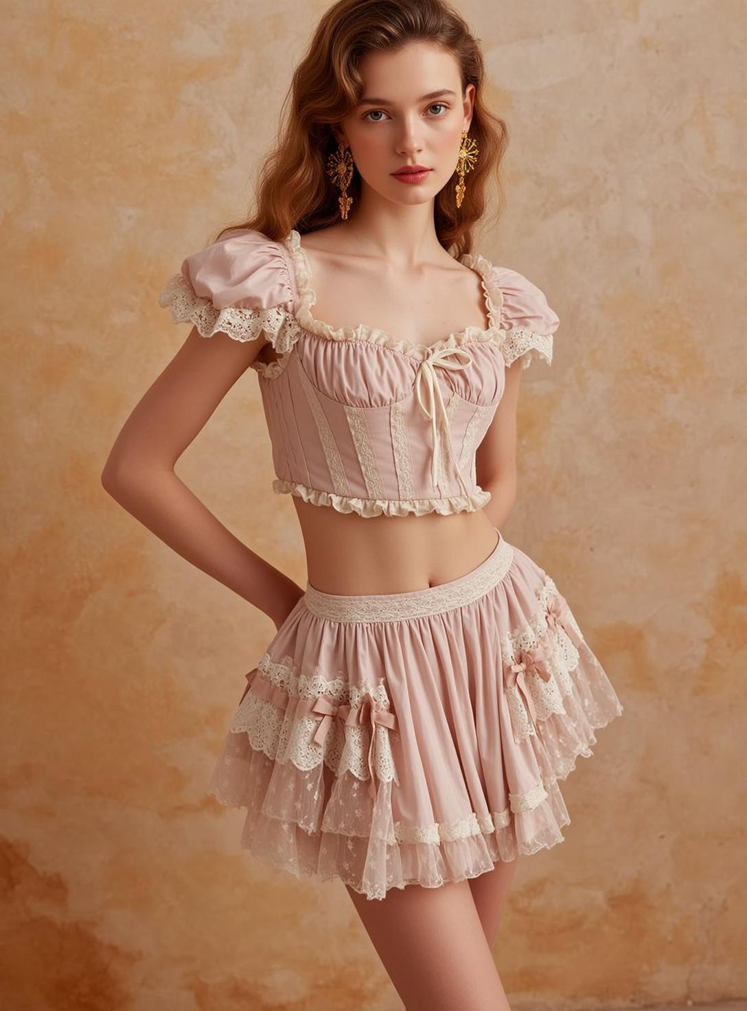 Pink Corset Ruffle Skirt