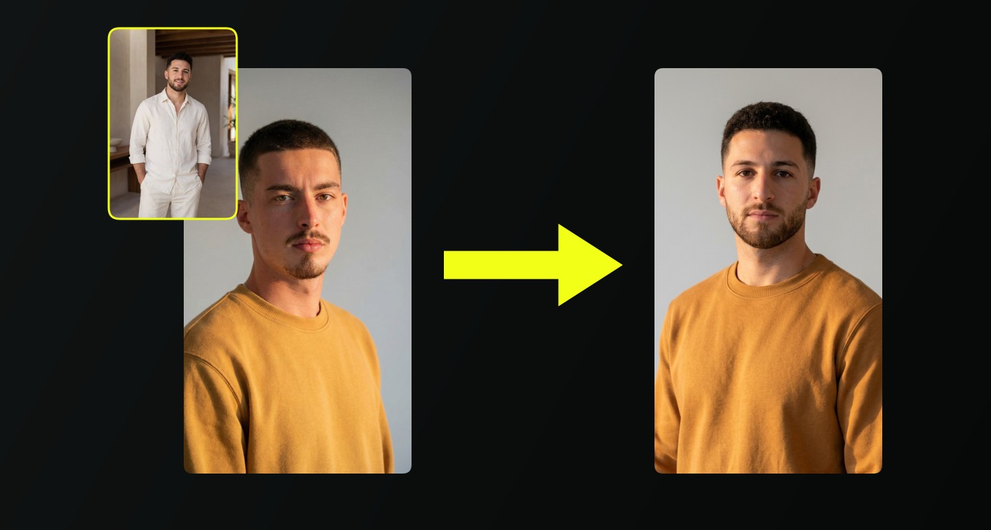 Leon remix walkthrough for Realistic Portrait Mustard Sweatshirt Gray Background