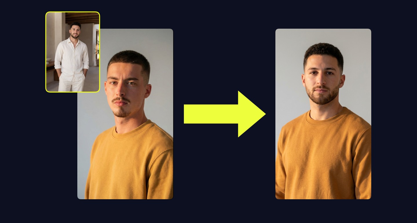 Leon remix walkthrough for Realistic Portrait Mustard Sweatshirt Gray Background