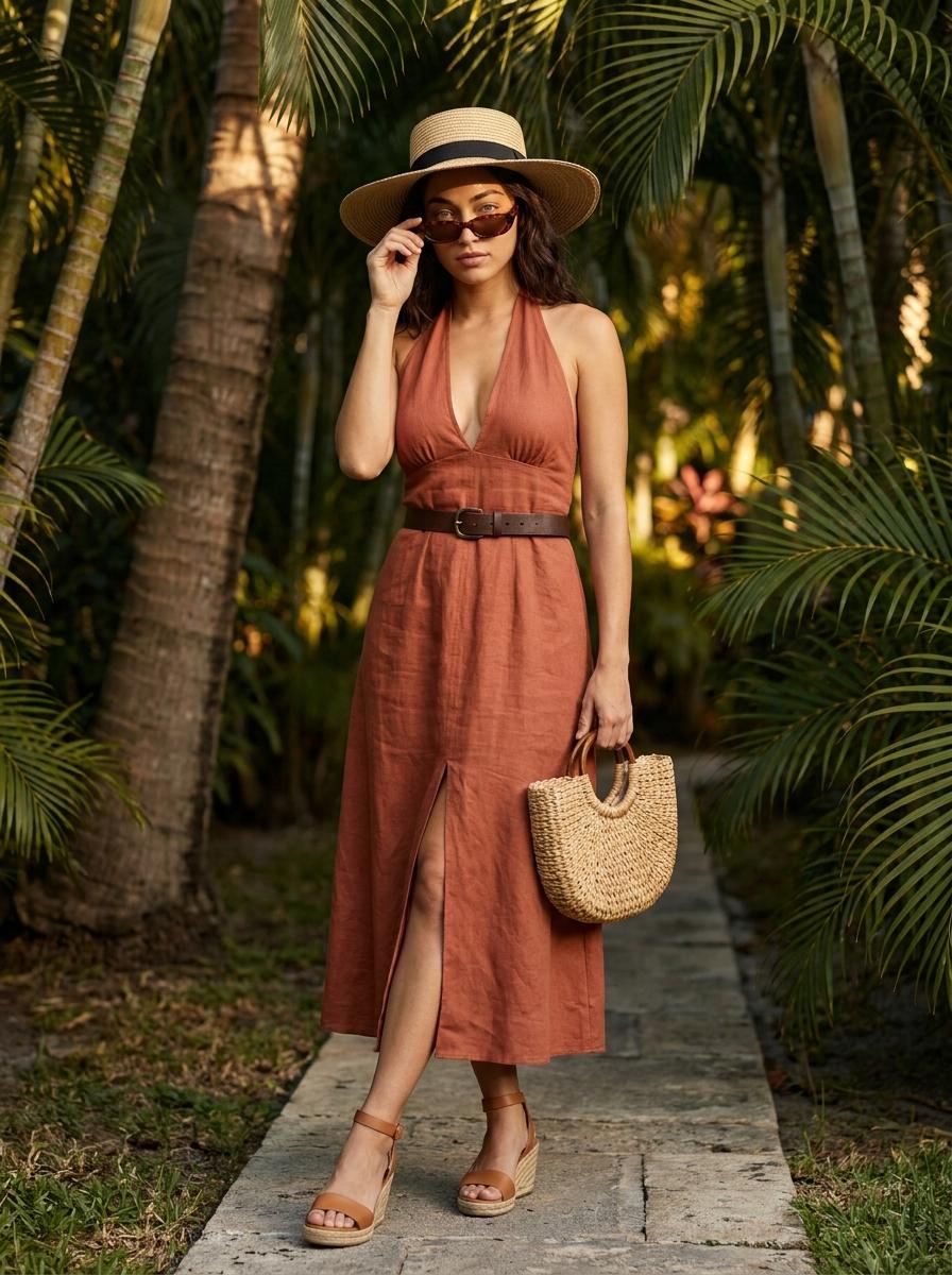 Tropical Garden Walkway Resort Fashion Editorial