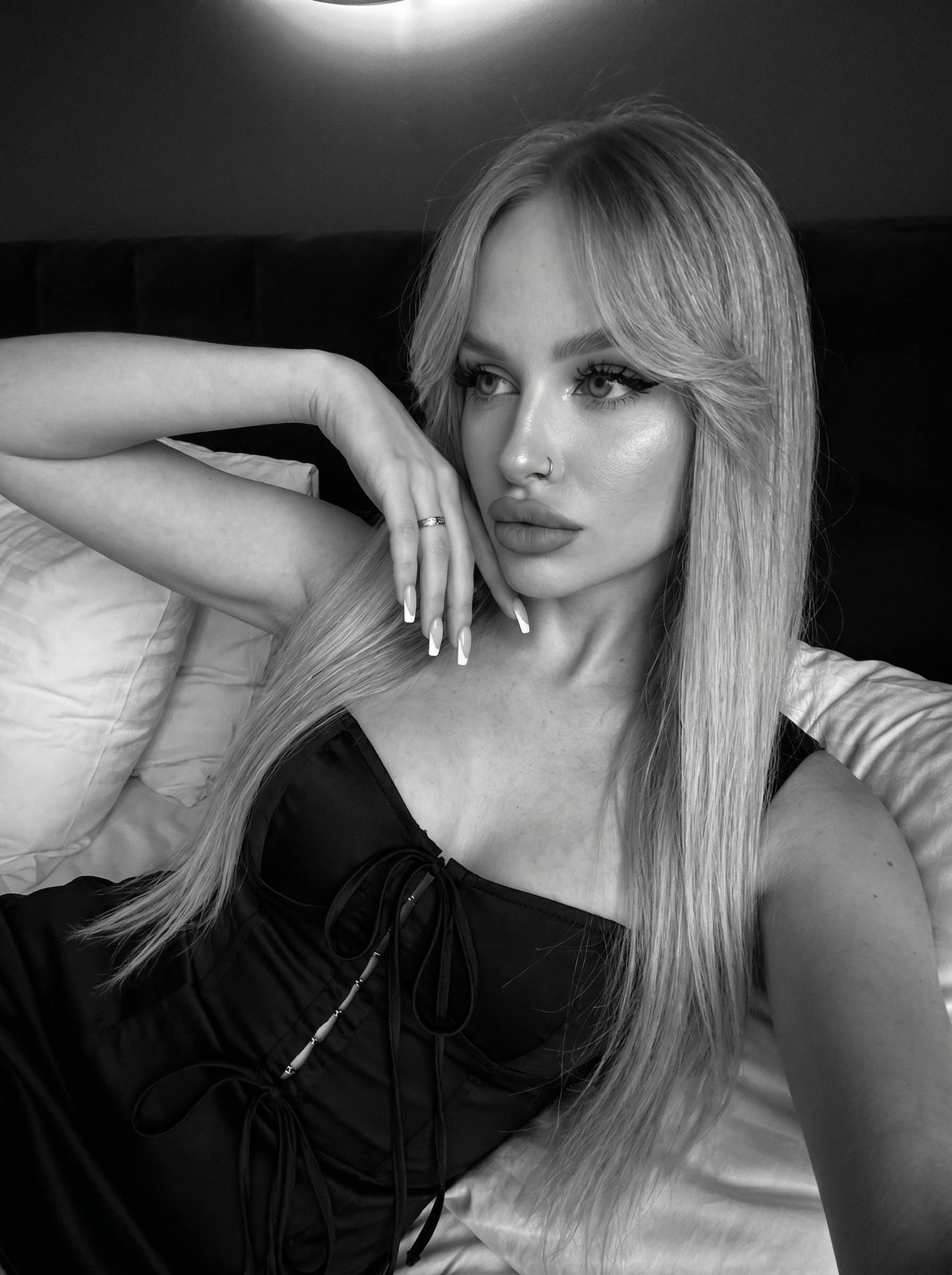 Bedroom Black Corset Dress Cinematic Aesthetic