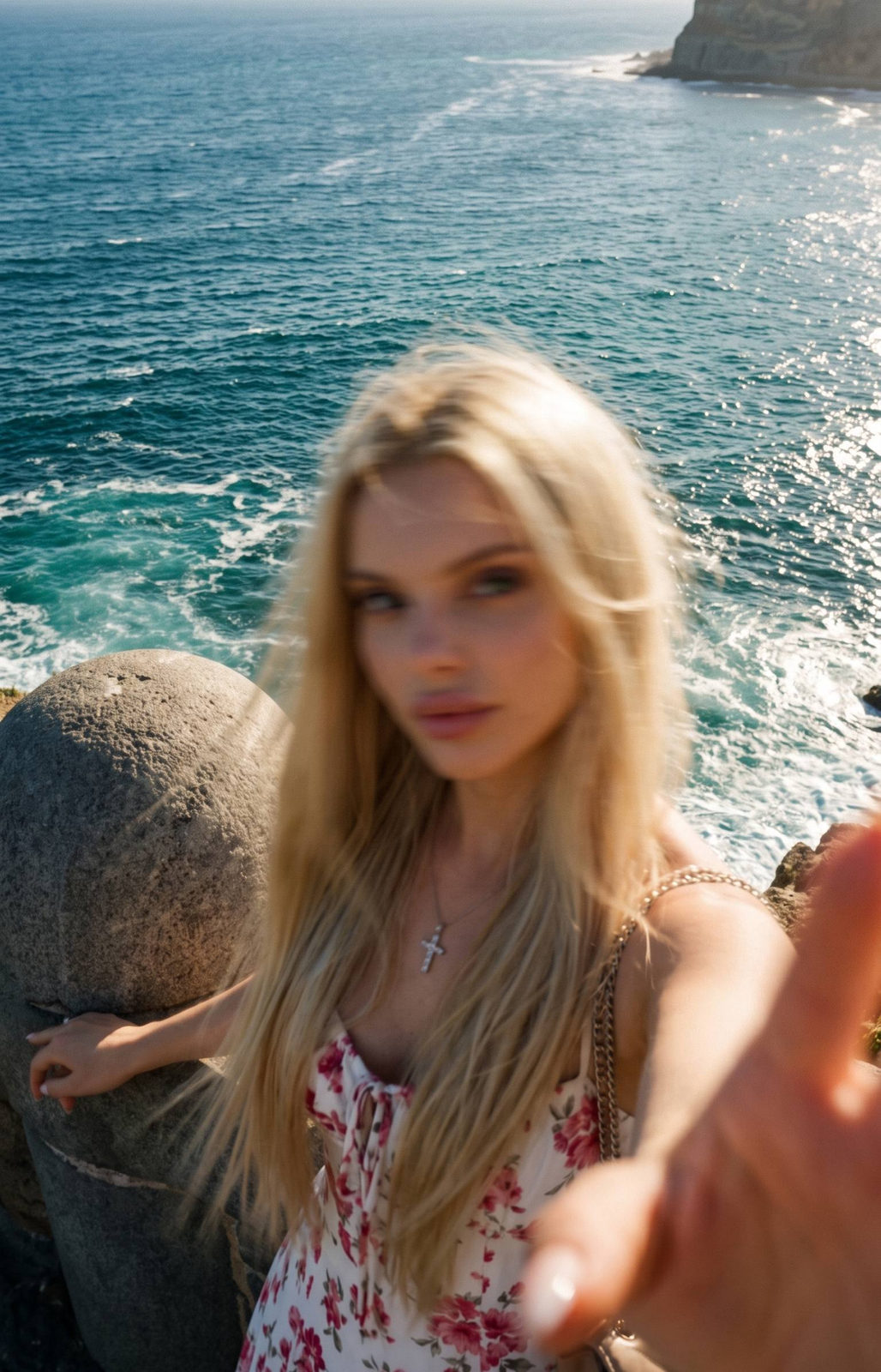 Dreamlike Selfie By The Sea With Long Hair