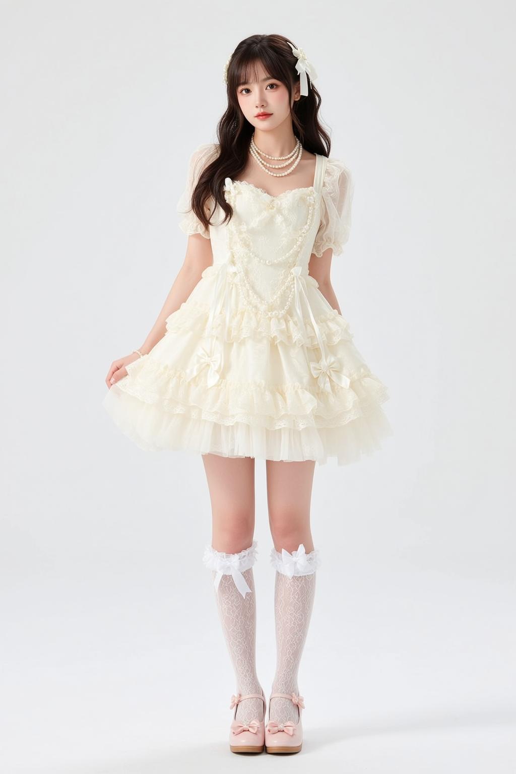 Ruffle Dress Lace Socks Portrait