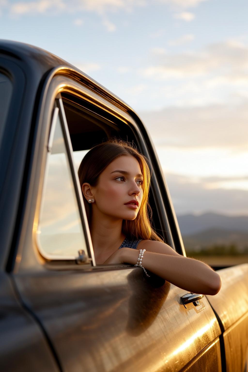 Explore Positioned Driver Side Window Dark-colored Pickup