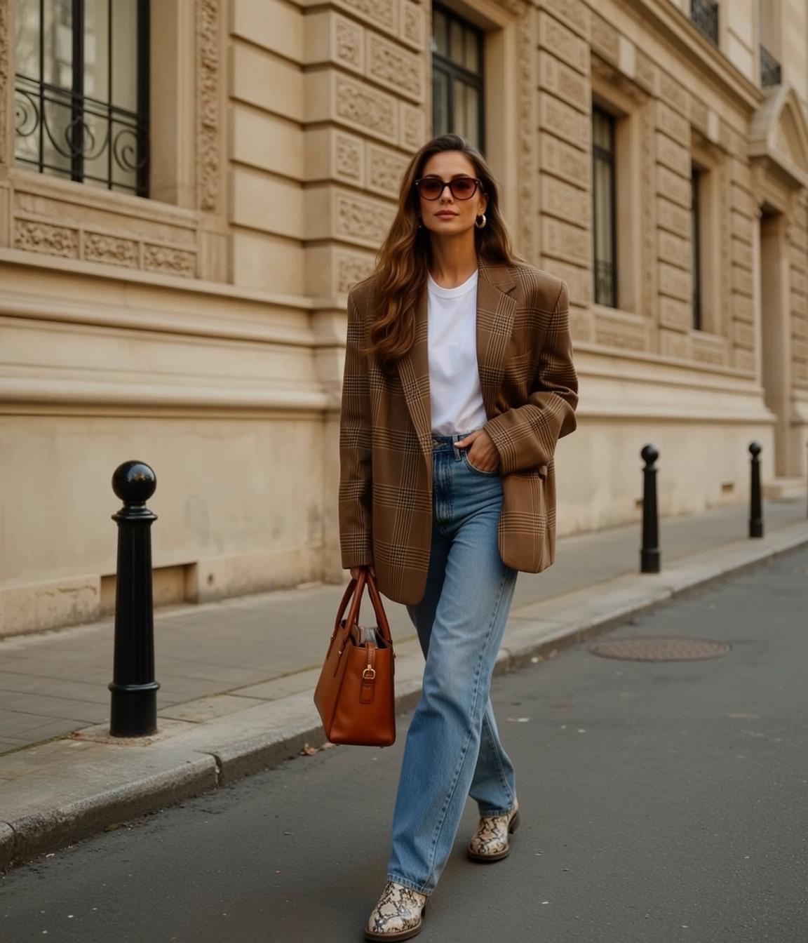 Autumn Long Wavy Brown Fair White T-shirt