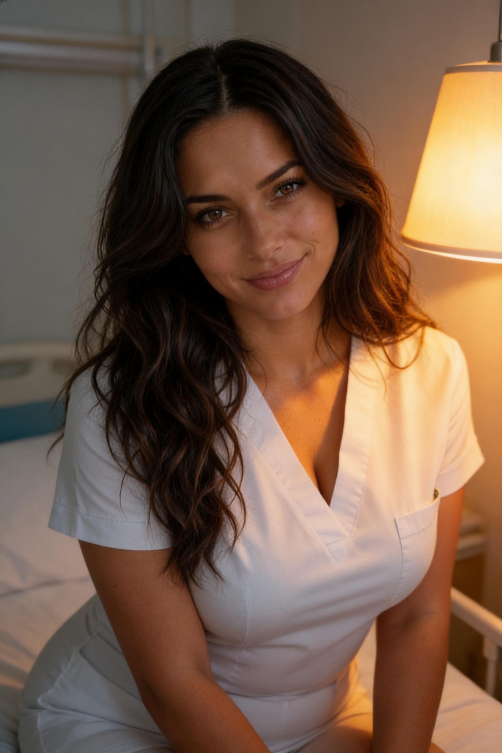 Hospital Bed Soft Smile Warm Lighting
