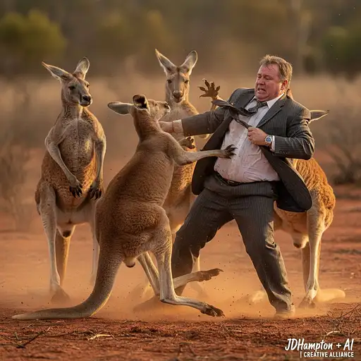Hyper-realistic Action-packed Wildlife Photograph The Scorching Red-dirt Landscape Australia Top
