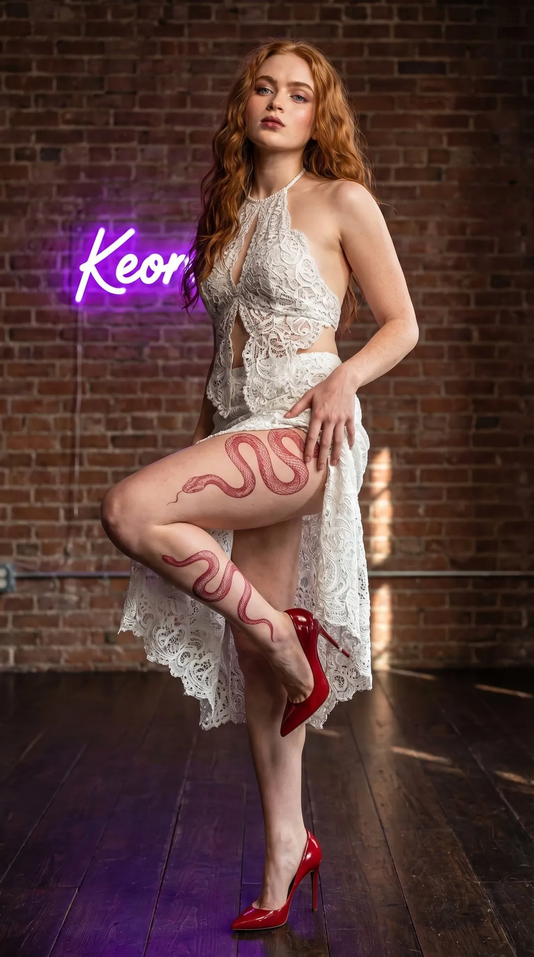 Lace Outfit Studio Snake Thigh Art Neon Sign
