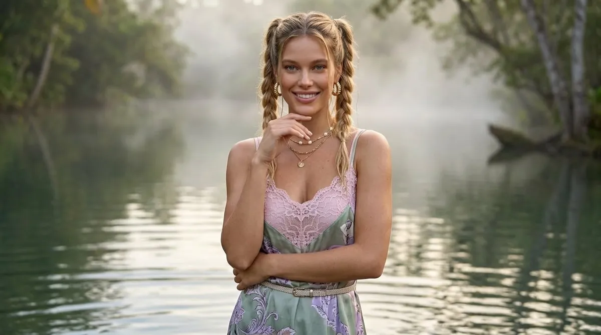 Earrings And Necklace In Dress Portrait