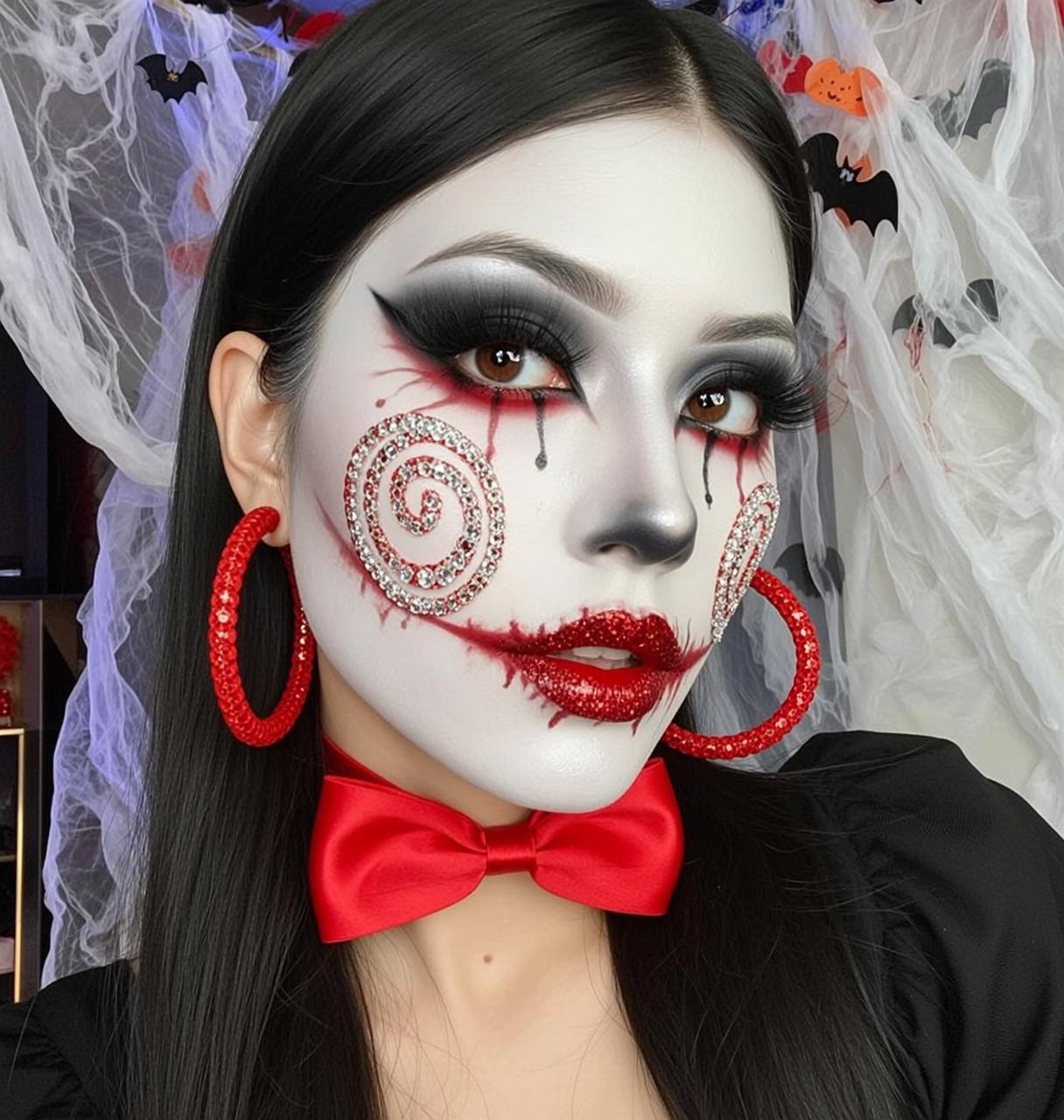 Halloween Makeup Young Doll-like Creepy Long Straight