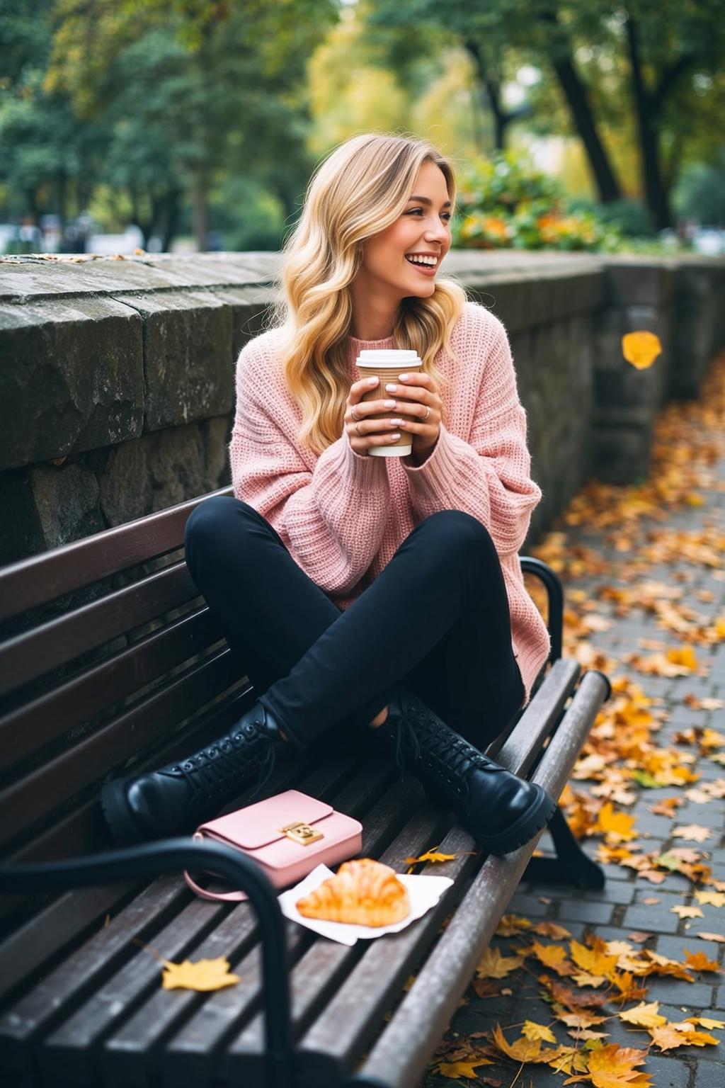 Pink Sweater Coffee Bench