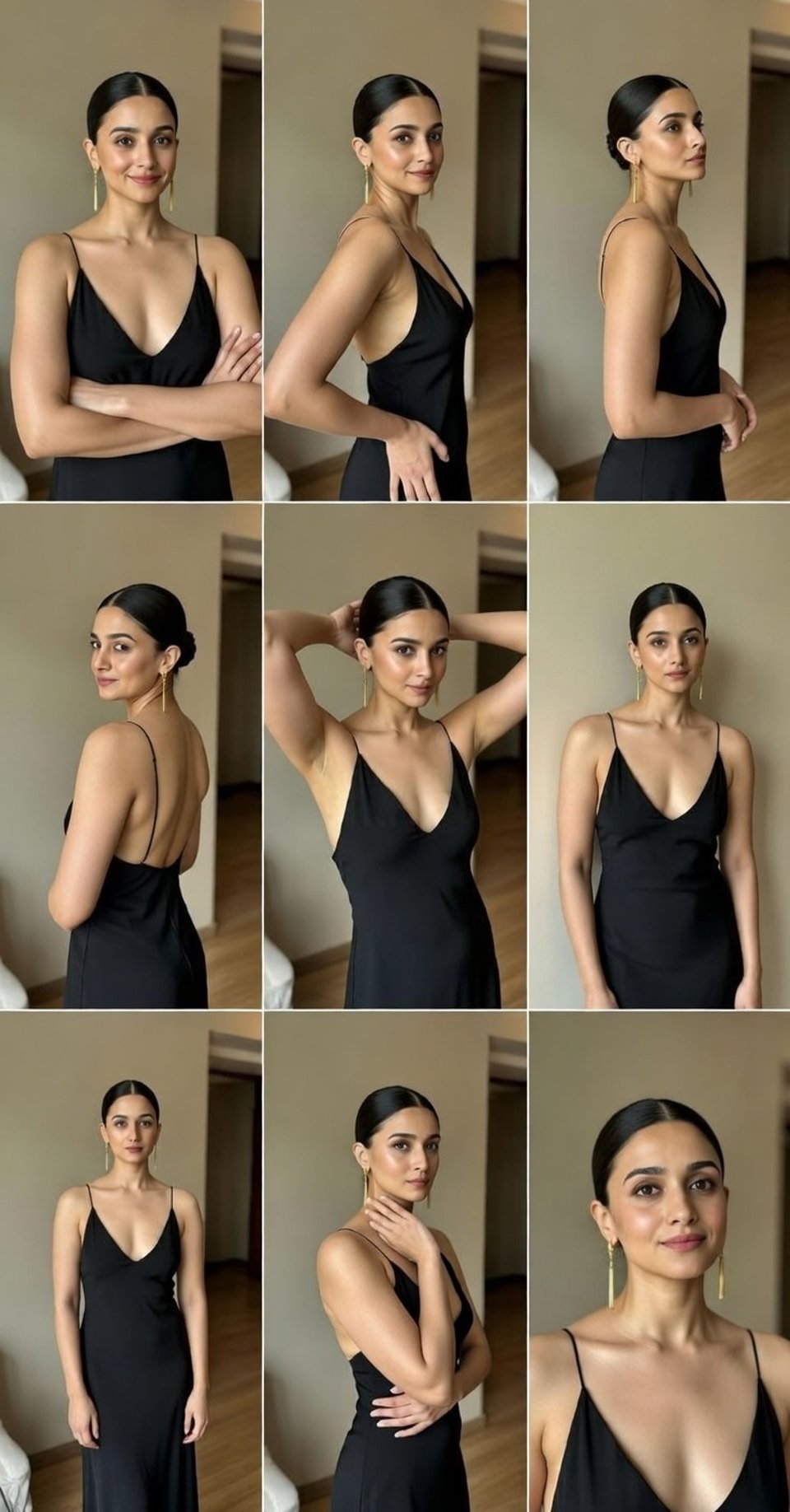 Character Grid Different Angles Consistent Scene Randomized Poses reference photo