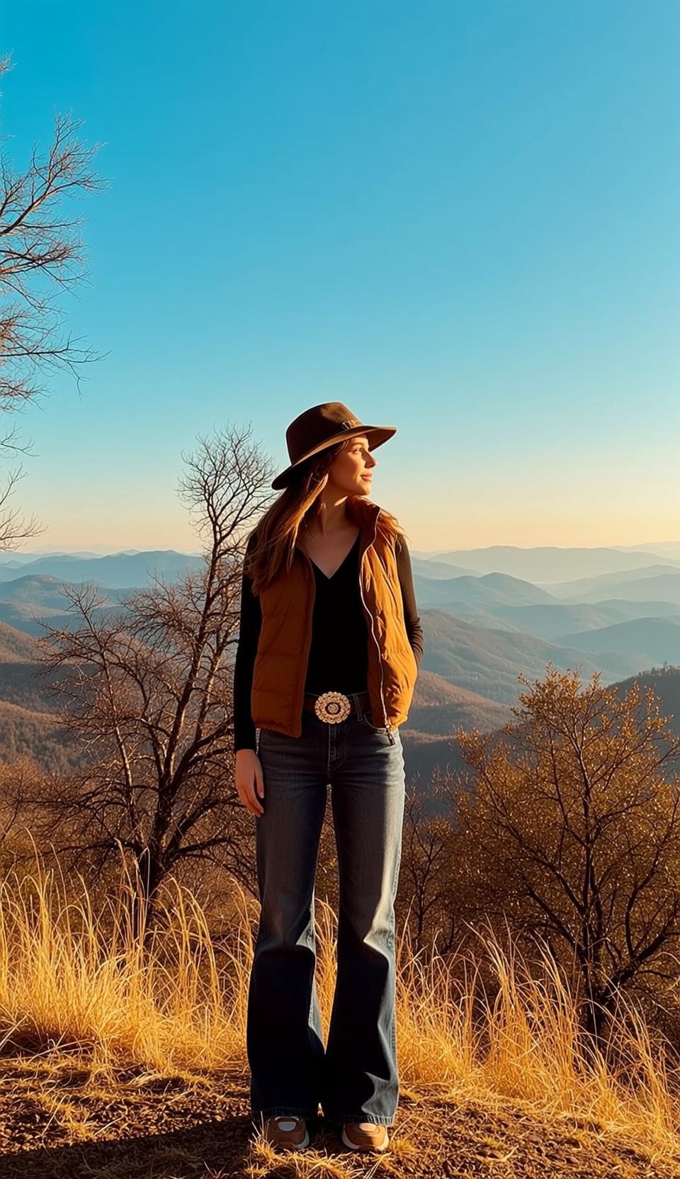 Cowgirl Stands Her Body Angled Slightly Left