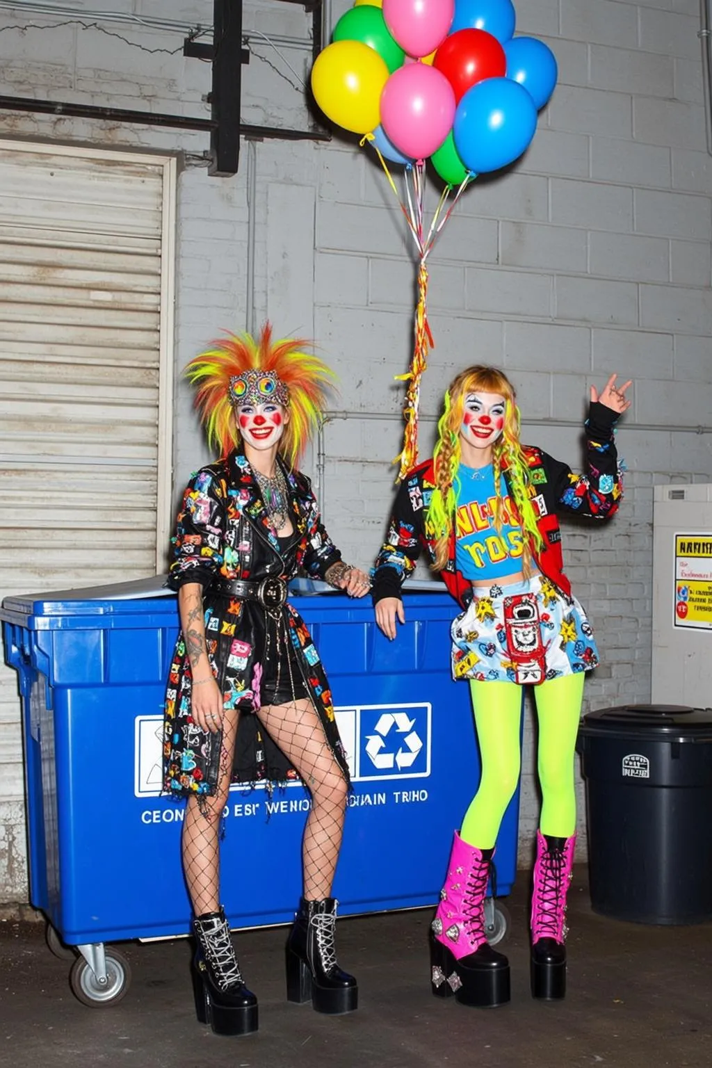 Tattoos And Makeup And Necklace And Wig In Alleyway